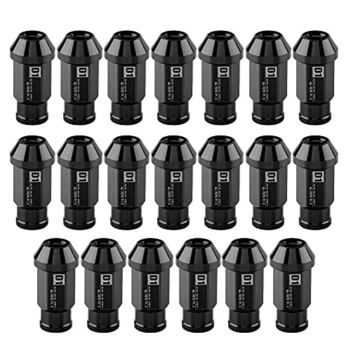 Radmuttern, 20 Stück M12X1.5 Autoreifenschrauben, Car Racing Aluminium Radmutter Radschrauben Muttern Bolzen Autoreifenschraube Radmuttern Sichern Racing(Schwarz) Cover