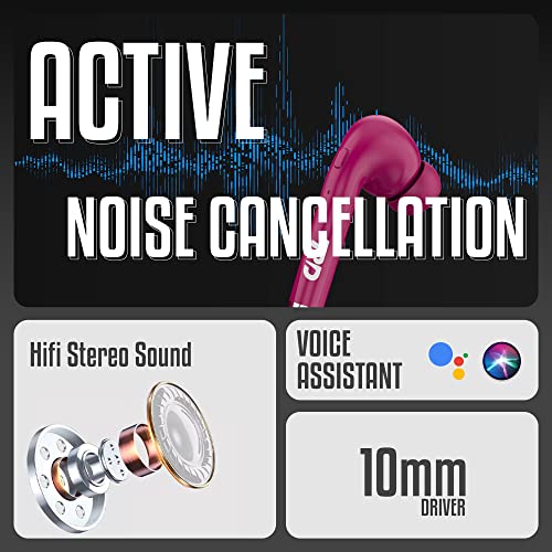 Image of RD TWS-140 Earbuds, 10mm Drivers, 40H Playtime, Upto 80ms Low Latency Gaming Earbuds, ENC Noise Cancellation, Truly Wireless TWS Bluetooth 5.1, IPX4, Voice Assistance | 6 Months Warranty, Dark Pink
