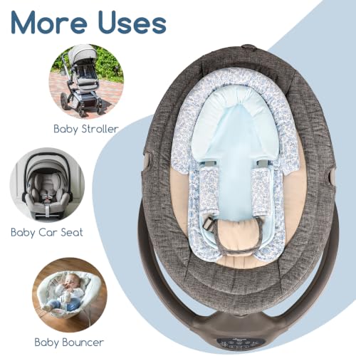 Image of Baby Car Seat Head Support for Newborn, 2 in 1 Infant Car Seat Head Body Support with Strap Pads, Soft Stroller Cushion Pillow Insert for Girls, Fits for Stroller, Swing, Blue