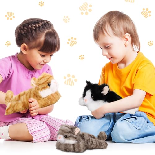 Image of 3 Pcs 9 Inch Cat Stuffed Animal Plush Gift Baby Shower Party Favors Cute Kitten Plush Toys Small Cat Stuffed Animal Soft Sleeping Supplies for Boys Girls Toddlers Birthday(Sweet Style)
