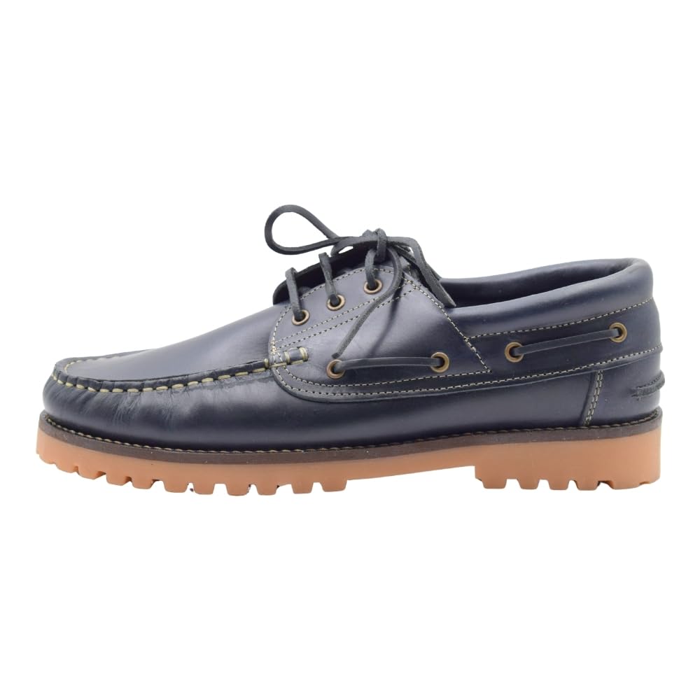 Pasarela - Zapatos náuticos Pasarela de Piel con Cordones para Hombre en Color Azul Piel