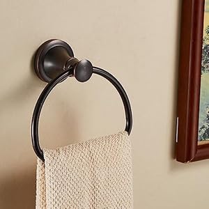 Wolibeer bronze towel ringbathroom hand towel holderoil rubbed towel hanger wall mount farmhouse towel rack rustic bath accessories half round  urban country home decor