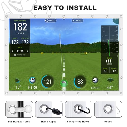Image of Golf Simulator Impact Screen for Training Indoor /Outdoor, 3D Air Mesh Golf Impact Screen, Ultra Clear Projector Screen for Home with Grommet Holes, 8 Size Options