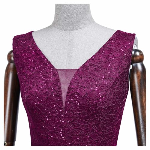 Miusol Women's V-Neck Elegant Sequin Lace Ruched Sleeveless Hi-Lo Party Dress4