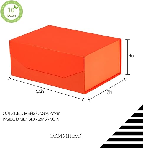 Miniatura 3 de 10 cajas de regalo pequeñas naranjas de 9.5 x 7 x 4 pulgadas, caja de regalo magnética con tapa, cajas de regalo al por mayor para regalos de dama