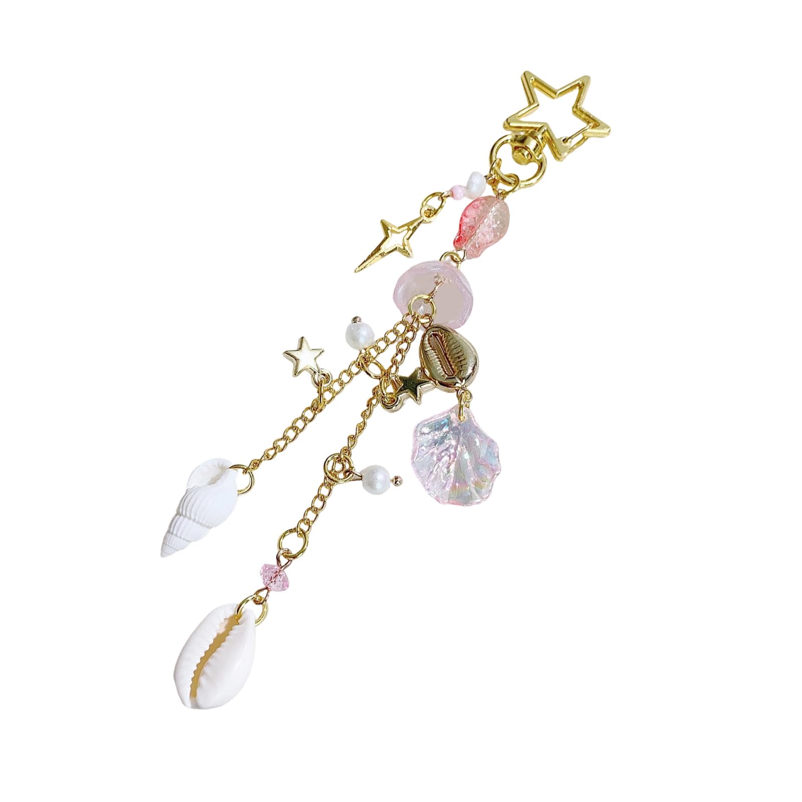 NEWFT Jellyfish Starfishes Fish Beaded Keychain Charm for Mobile and Camera Accessories Trendy Phone Accessory for Women