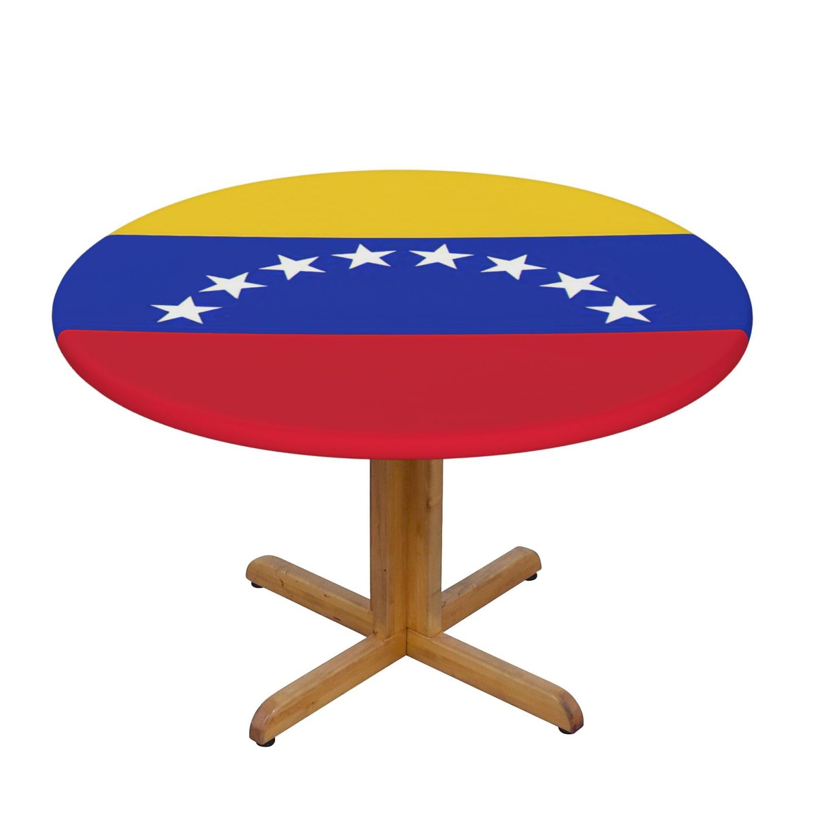 PPHGUT Flag of Venezuela Print Round Tablecloth Family Table Cover Kitchen Wedding Party Everyday Outdoor