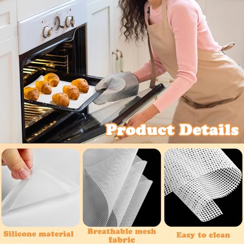 6 tapetes desidratadores de silicone e 6 folhas de desidratador de malha, forro de bandeja antiaderente reutilizável com borda, tapetes de silicone para líquidos, frutas, carne, legumes, ervas (branco