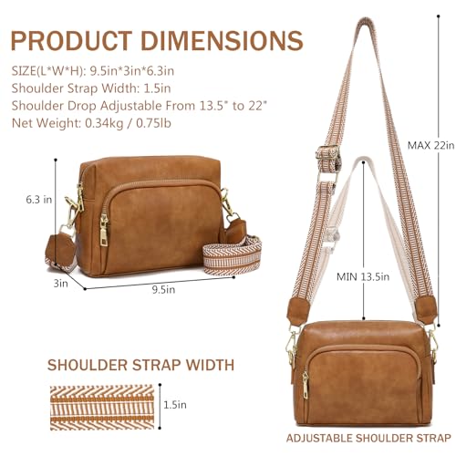Small Crossbody Purses for Women, Vegan Leather Travel Crossbody Bags, Shoulder Handbags with Guitar Strap and Leather Strap4