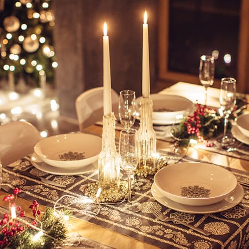 Image of 24 Pack Flameless Taper Candles, 11 Inch Battery Operated LED Taper Candles Flickering Electric Led Candlesticks for Wedding Party Church Christmas Centerpiece, No Batteries, Ivory