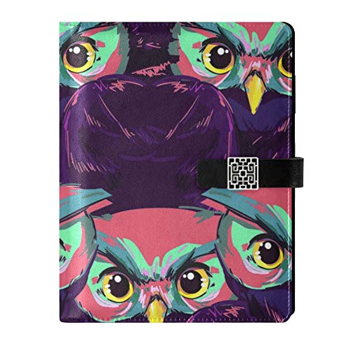 RunningBear Leather Journal Notebook - Owl Travel Journal Writing Notebook Binder with Pockets Daily Planner Diary Book for Office School Business
