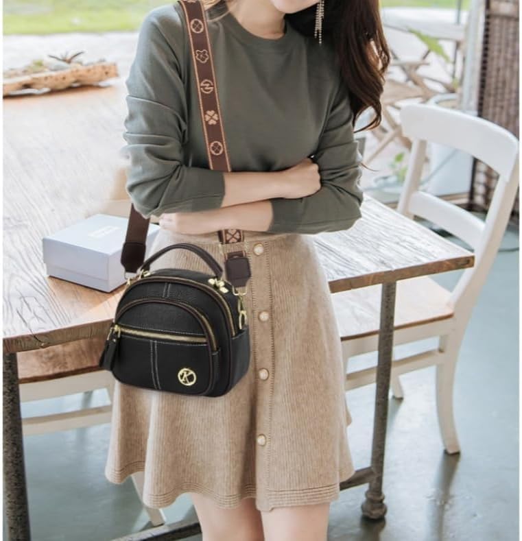 Women Multifunctional Stylish Compartment Shoulder Strap Leather Bag: Small Crossbody Bag Durable Hands Free Convenience