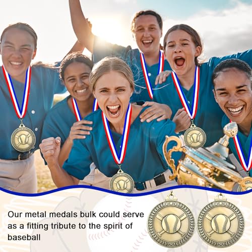 Image of Remuuly 60 Pcs Gold Award Medals 2 Inch Soccer Baseball Volleyball Football Cheer Trophy Medals Metal Awards Bulk with Neck Ribbons Trophy Prize Gifts for Sports Competitions