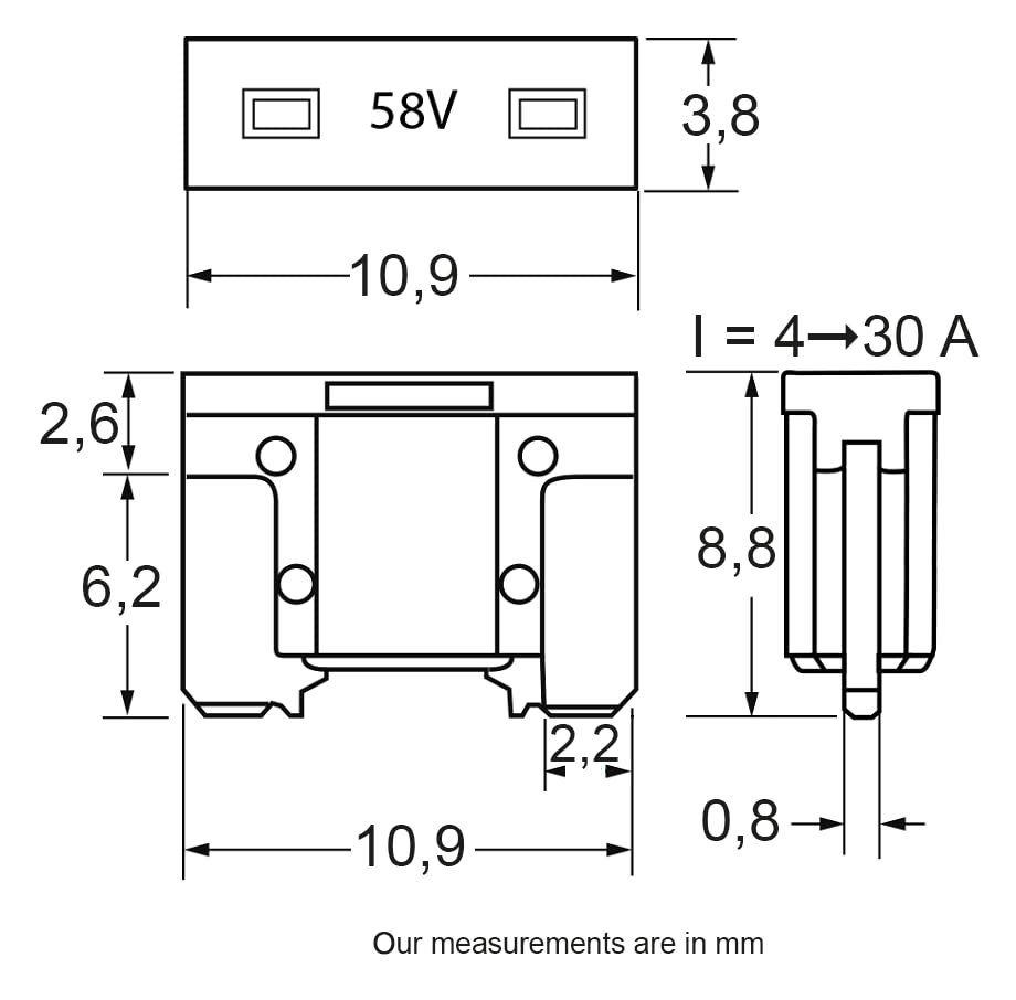 Fusibles Restagraf - 17990 - Assortiment De Fusibles J-Case Low Profil En Sachet, 58V, 20A-60A, Lot De 6 - Auto