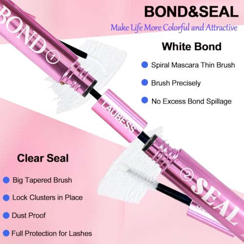 Image of Lash Glue LAUBESS Waterproof 2-IN-1 Lash Bond and Seal Eyelash Glue Long Lasting 72H DIY Lash Extension Glue Home Use Latex-Free (Clear 5ml+5ml)