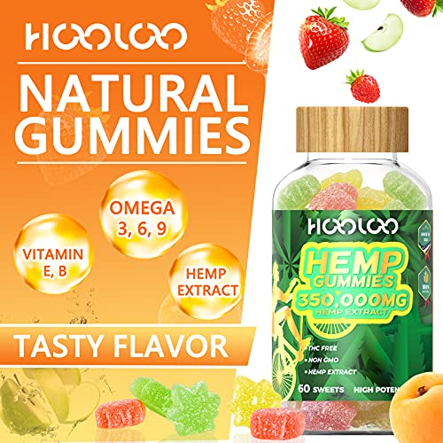 Hemp Gummies 350,000mg for Deep Sound Bedtime Support and Discomfort Relief, Fruity Hemp Gummy Infused Omega 3, Vitamins, Made in USA - Image 4