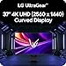 LG 37G800A-B 37-Inch Ultragear 4K UHD (3840 x 2160) Curved Gaming Monitor, 165Hz, 1ms, FreeSync Premium Pro, DisplayHDR 600, HDMI 2.1, DisplayPort, USB Type-C, Tilt/Height/Swivel Stand, Black