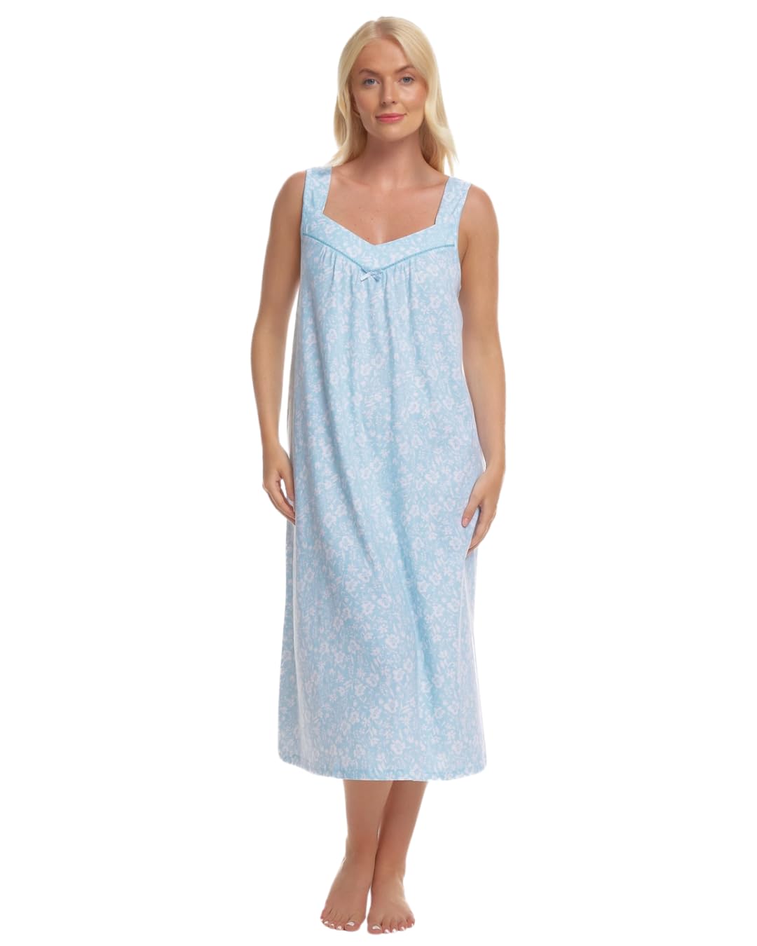 Suzy & Me Ladies 100% Jersey Cotton Strappy Summer Meadow Nightdress (BLUE, 24-26)