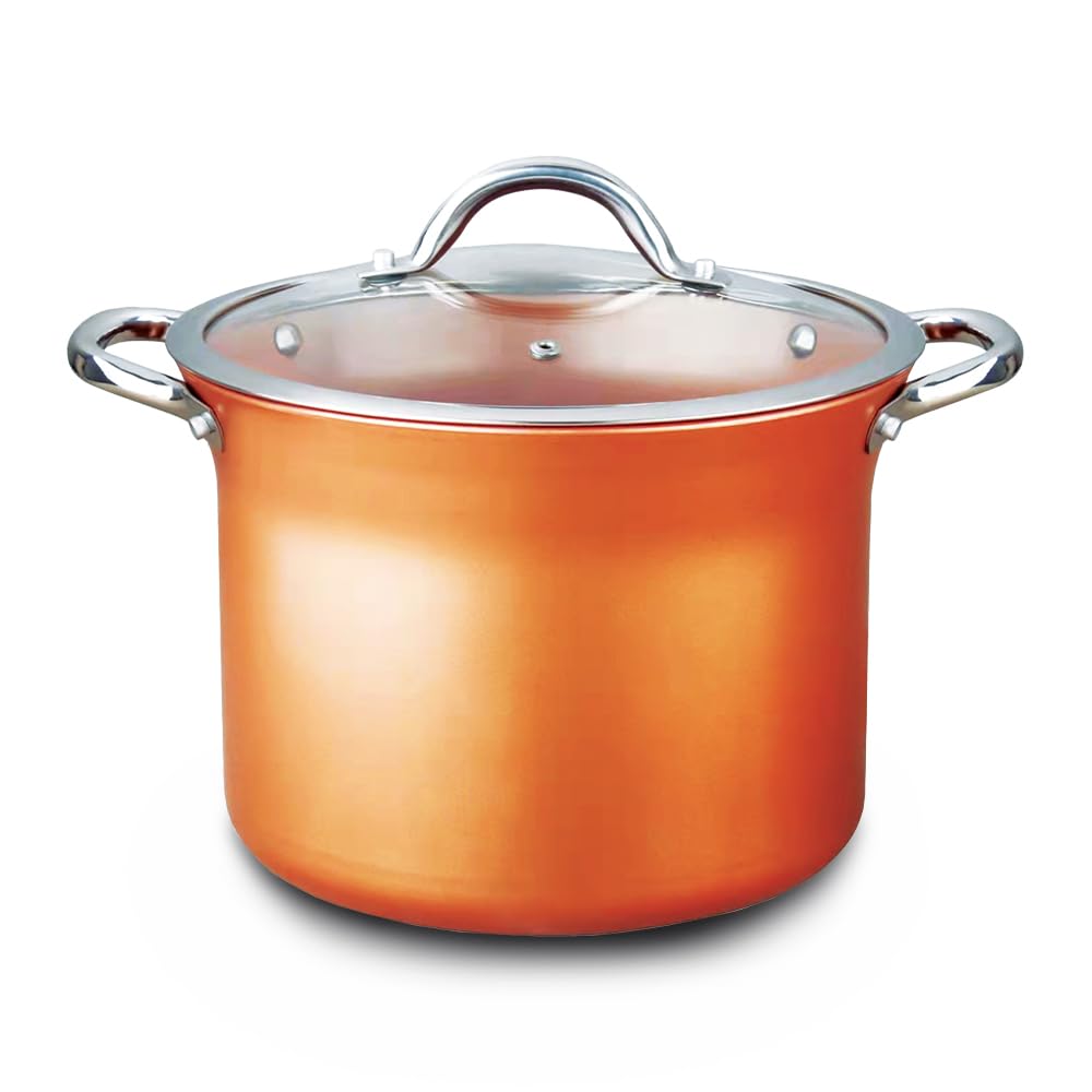 CONCORD 7 QT Copper Non Stick Stock Pot Casserole Coppe-Ramic Series Cookware (Induction Compatible)
