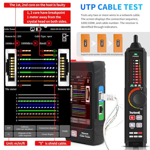 Image of Multifunction Network Caber Tester,UTP Ethernet Cable Tester,Cable Tracer,4 inch IPS Touch Screen Network Tester Support VFL,OPM,POE++ Detect,RJ45 TDR,Length,FTP,Network Tools IP /LLDP /CDP /PPPOE /Tracer