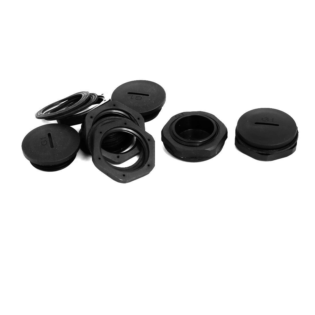 Aexit G1 Nylon Transmission Male Threaded Cable Gland Screw End Cap Cover Black 5pcs