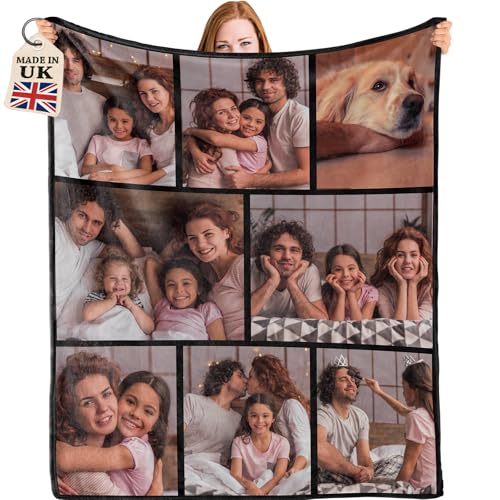 Bemaystar Personalised Blanket with Photo Text - Personalised Gifts for Women Men Photo Blanket Custom Blanket Gifts for Family Kids Pet Friends for Birthday Fathers/Mothers Day