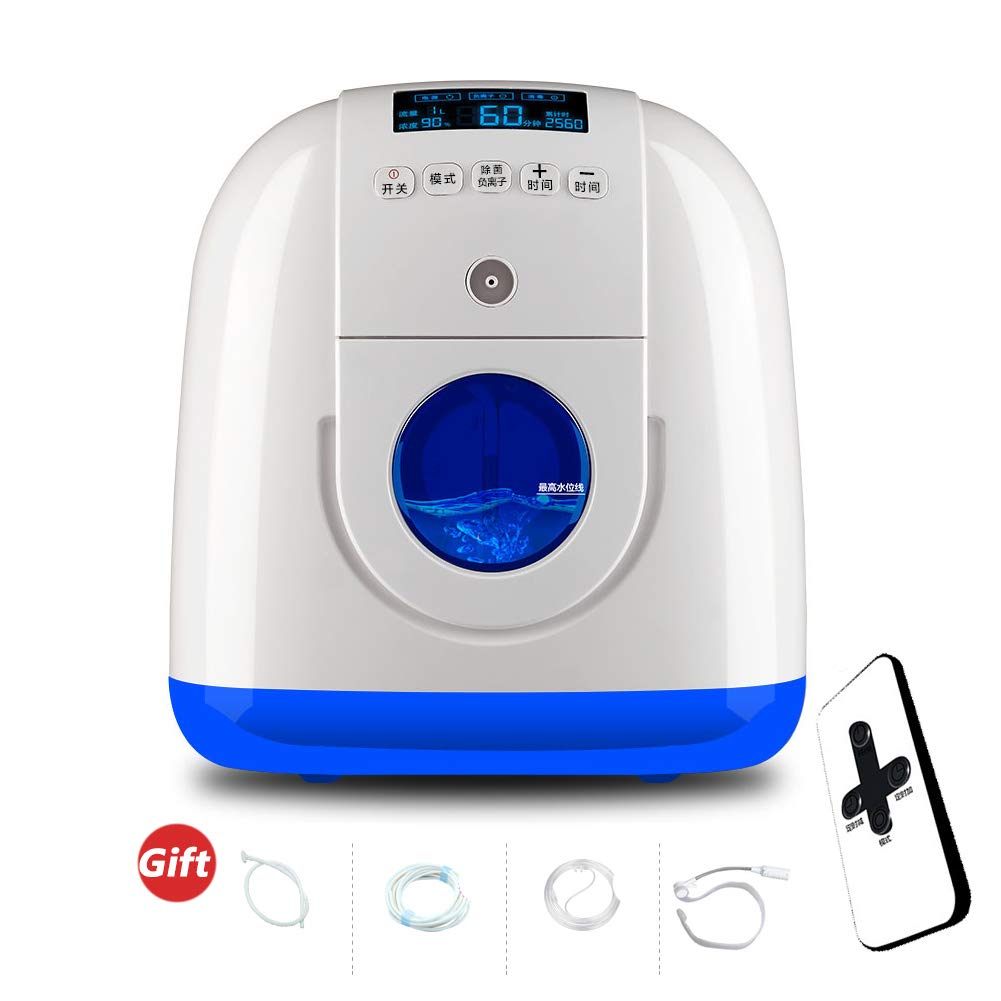Adjustable Oxygen Atomization Dual-Use Oxygen Machine, Oxygen Concentrator Generator with Remote Control and HD Touch Screen, 1-7L/min Flow, Anion Purification, for Elderly/Pregnant Woman