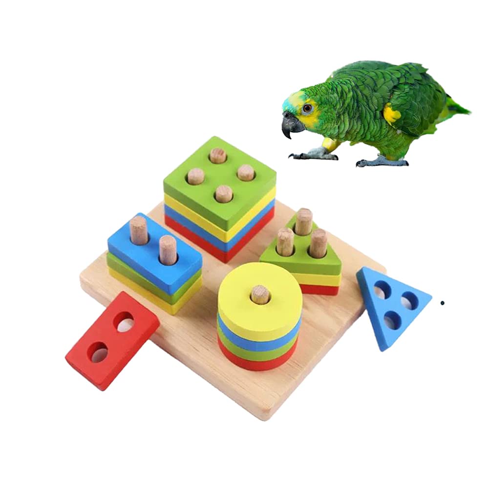 Litewoo Bird Training Toys Educational Foraging Toys Parrot Puzzle Toy Color and Shape Training Wooden Block Toy for Parakeet Cockatiel Finch African Grey Conure Lovebird - image 6