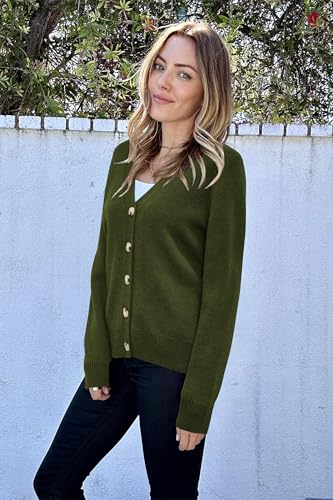 Image of Newshows Womens Fall Fashion 2024 Wool Blended Cardigan Sweater Button Down Long Sleeve Knit Outerwear Coats