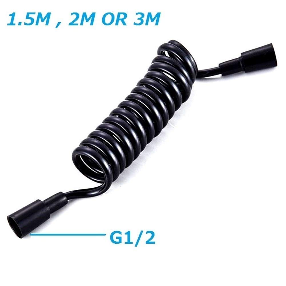 Sostituzione tubo doccia, Tubo flessibile retrattile a molla for soffione doccia WC Bidet Doccia 'acqua Facile sostituzione fai da te(Black,150cm)