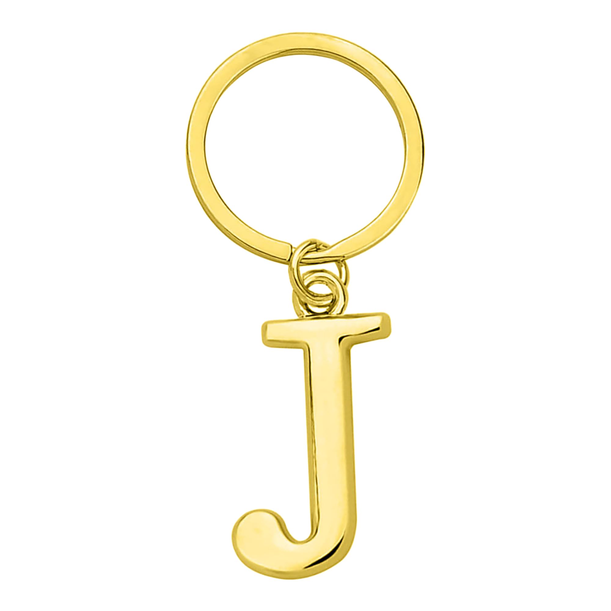 Rohans Keyring Letter - Initial Alphabet Key Ring Charm Silver and Gold (Gold, J)