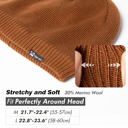 Image of Oversized L /XL /XXL DryKnit Waterproof Merino Wool Blend Beanie Fleece Lined Knit Hat for All-Weather Winter