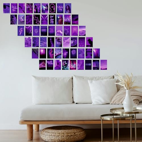 Image of SAW Purple Aesthetic Posters Pack of 54 | 4x6 Inch Aesthetic Wall Collage Posters | Trendy Artwork Prints for Wall Decor | Decorative Posters for Bedroom, Living Room, Home & Office