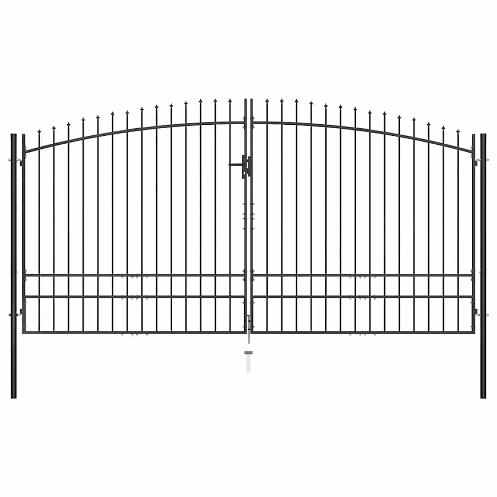 vidaXL Gartentor Woerden Doppelflügel mit Speerspitzen Doppeltor Zauntor Gartenpforte Hoftor Flügeltor Gartentür Zauntür Tor Industrietor 400x249,5cm