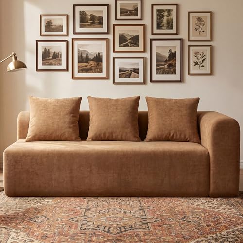 Image of Claiks 71 inch Right Armrest Boneless Sectional Loveseat Sofa, Brown