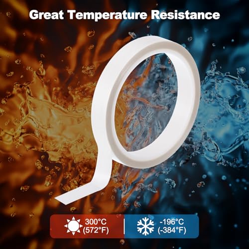 Image of PATIKIL Heat Resistant Tape, 0.6 Inch x 33 Feet High Temperature Tape PTFE Adhesive High Heat Tape Waterproof for Vacuum Sealer Machine Insulation Protection, White, 0.13mm Thick