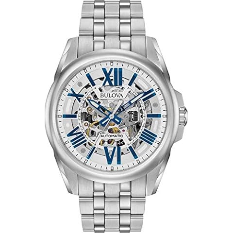 Bulova Men's Classic Sutton 3-Hand 21-Jewel Automatic Watch, 42 Hour Power Reserve, Skeleton Dial, Luminous Hands, 100M Water Resistant, 43mm Cover