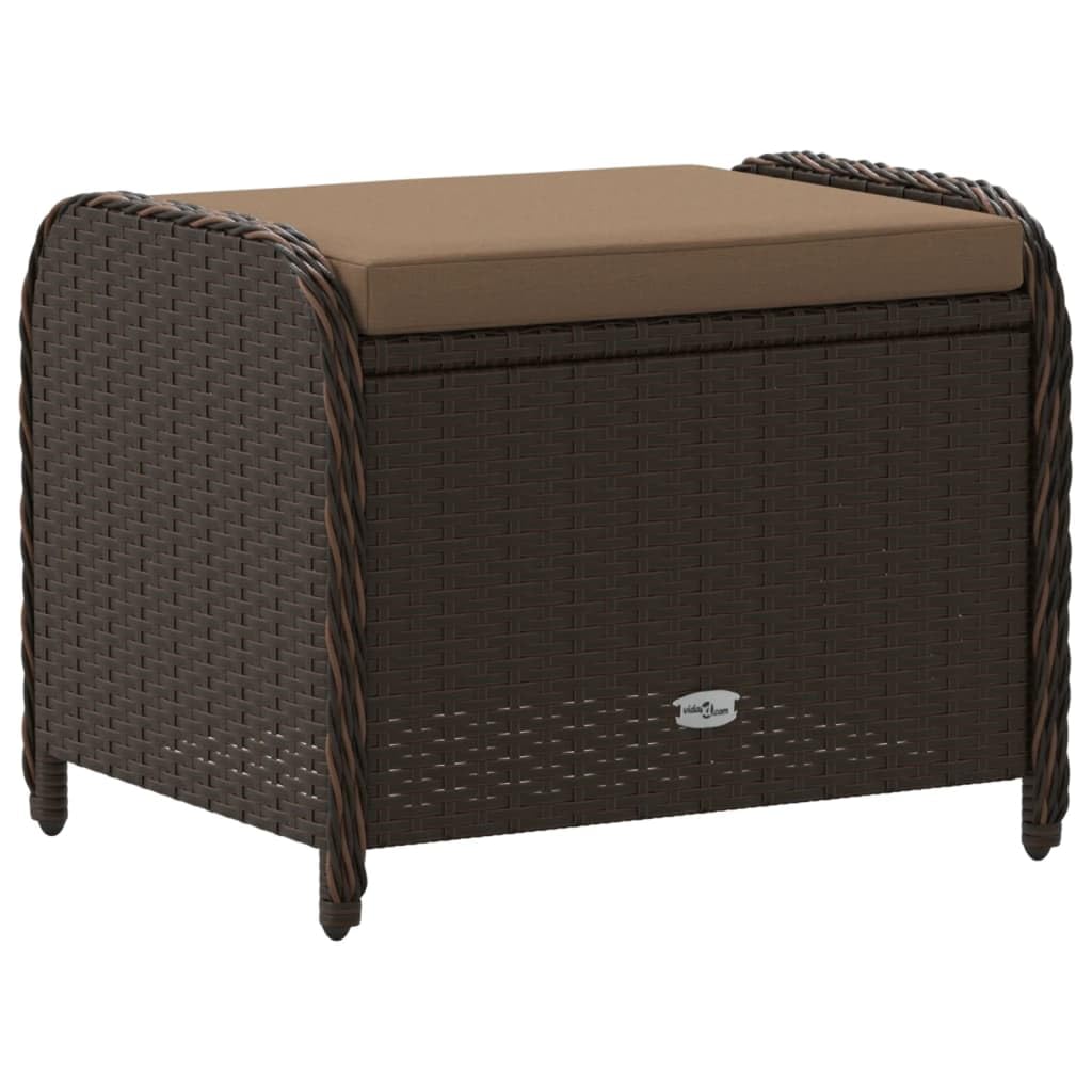 vidaXL Tabouret de Jardin avec Coussin, Chaise de Patio, Siège de Terrasse, Meuble de Balcon Arrière-Cour Extérieur, Brun Résine Tressée
