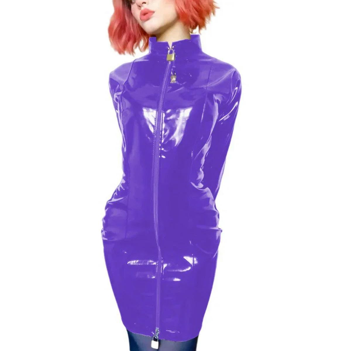 Minivestido ajustado de manga larga con cerradura, vestido corto para fiesta, cuello alto, personalizable