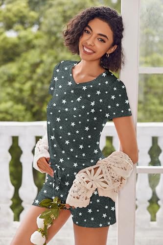 Image of Ekouaer Womens Pajama Sets Short Sleeve Pajamas for Women Sets Soft Lounge Sets Casual V Neck Sleepwear PJS