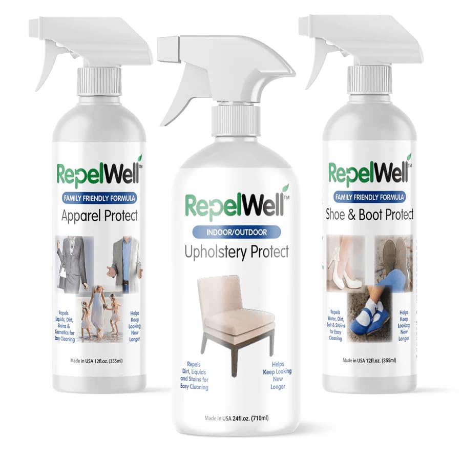 RepelWell 3-Pack Total Care Kit | Fabric & Footwear Protection Spray Bundle - Shoe & Boot...
