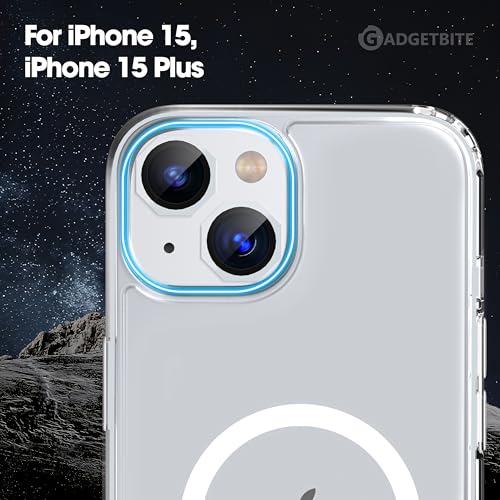 Image of GadgetBite Snaptra Octagon Lens Protector Compatible With iPhone 15 & iPhone 15 Plus - 9H Tempered Glass Camera Cover with Metal Ring, Scratch-Resistant,Camera Lens Protection - Blue