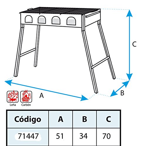 Imex El Zorro Grill mit Grill, verzinkt, 51 x 34 x 70 cm, Schwarz, 71447