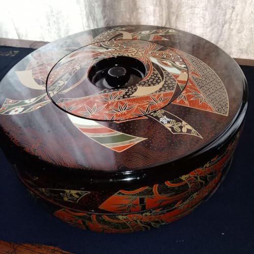 銘々皿付き二段オードブル桶 30cm 花結び寿司桶 ちらし寿司 手巻き 丸重箱 食器 正月