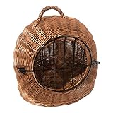 Rattan im Trend Katzenkorb aus Weide braun abnehmbares Metall-Gitter Transportkorb Transportbox Katzen Hunde | Katzenhöhle Käfig