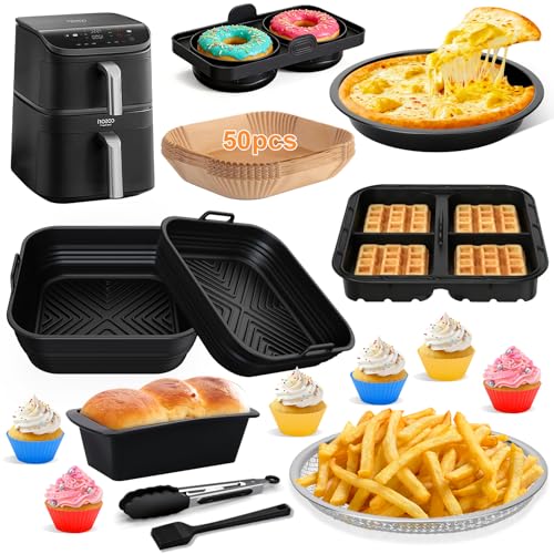Heißluftfritteuse Zubehör für COSORI Turbo Tower Pro Smart 10 8L 16PCS Airfryer Silikonform Hochtemperaturbeständig Silikon Einsätze für COSORI Double Stack 6 5L/4 3L Airfryer Silikon Einsätze