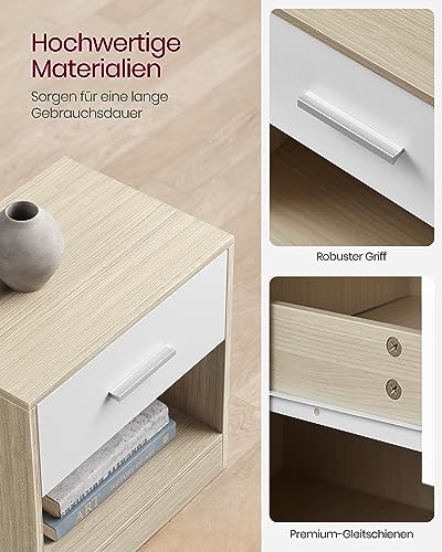 VASAGLE Nachttisch 2er Set, Beistelltisch, Schublade, offenes Fach – Ansicht 4