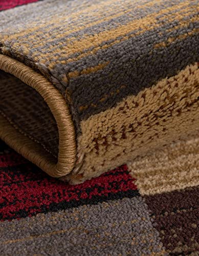 Image of Unique Loom Barista Collection Area Rug - Gava (10' Square, Multi /Brown)