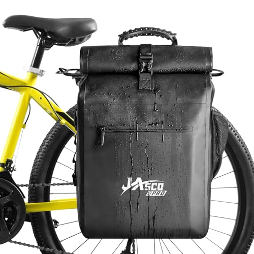 JASCOPRO Sacoche de Vélo 3 en 1 pour Porte-Bagages, 25-32L Étanche, Sac Arrière pour Vélo/Moto/VTT