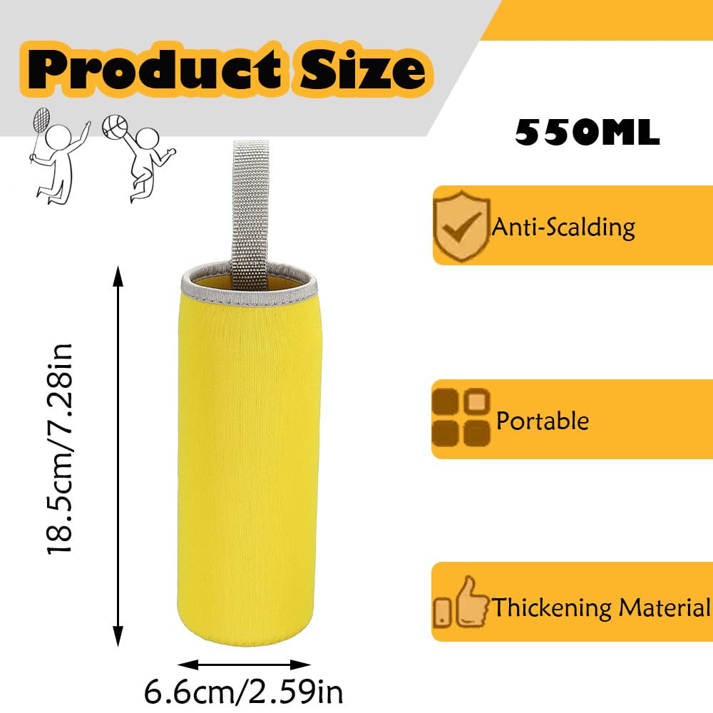 WsKingWA Neoprene Water Bottle Carrier for Outdoor Hiking Travel - 550ml (Yellow), 550 ml - Image 2